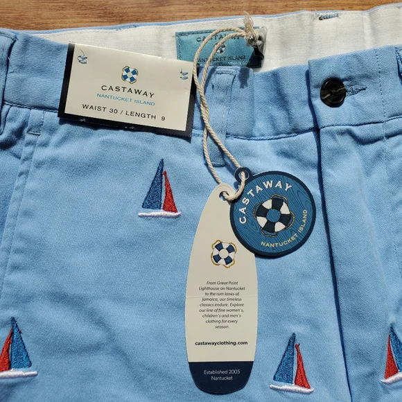 NWT Castaway Nantucket Americana Sailboat Shorts Size 30 and 40 - Picture 6 of 8